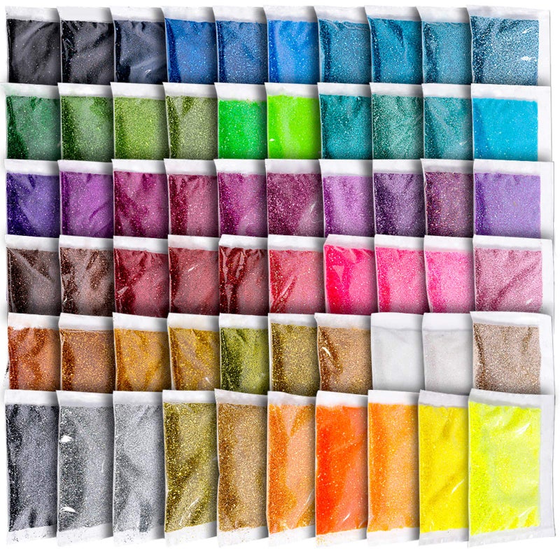 YGDZ Fine Glitter, YGDZ 300g 60 Colors Extra Fine Craft Resin Glitter Packs, for Tumblers Festival Decoration, Eyeshadow Makeup Nail Art Body Face Glitter, 5g Each Bag - Image 1